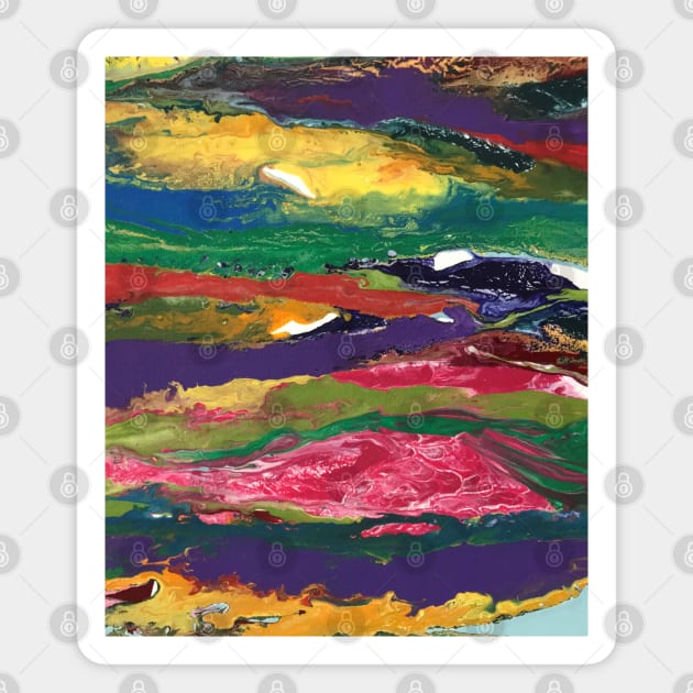 Layered Rainbow Colors Abstract Magnet by InalterataArt